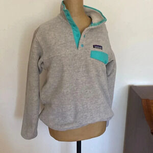 Patagonia sz s Synchilla pullover grey turquoise excellent pre owned condition